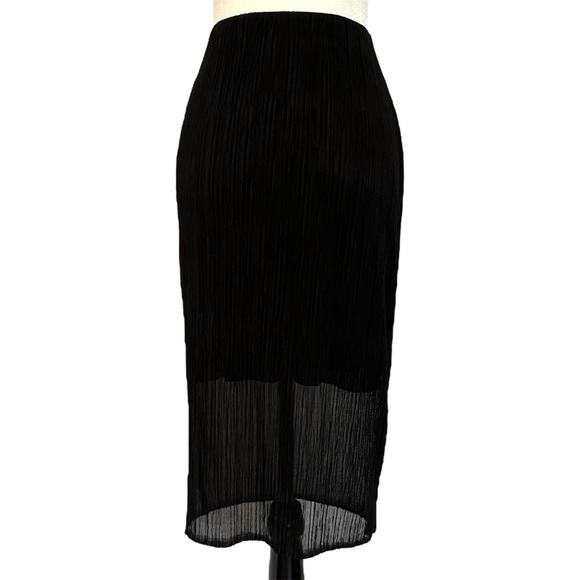 Black crinkle mesh lined midi skirt - Picture 3 of 3
